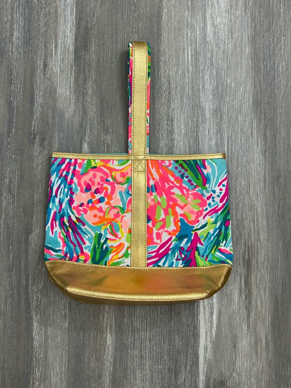 Lilly Pulitzer “Festive Fantasy Access” print,  neoprene wine tote bag